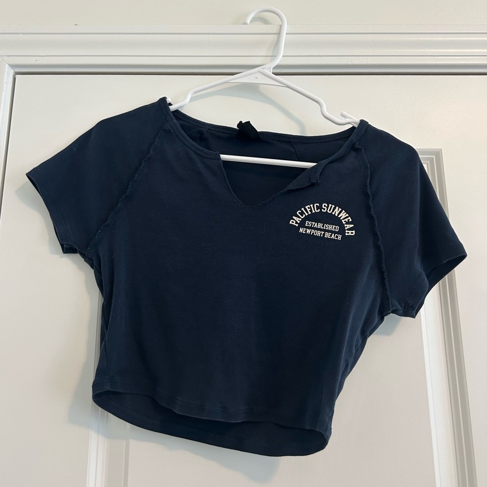 Pacific Sunwear Blue Crop T-Shirt Short Sleeve